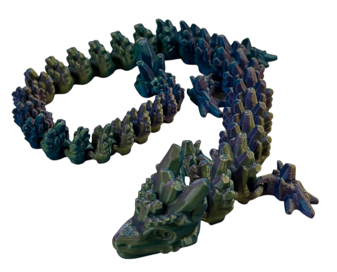 Articulated Baby Stone Dragon - 15" - Psycedelic Silk