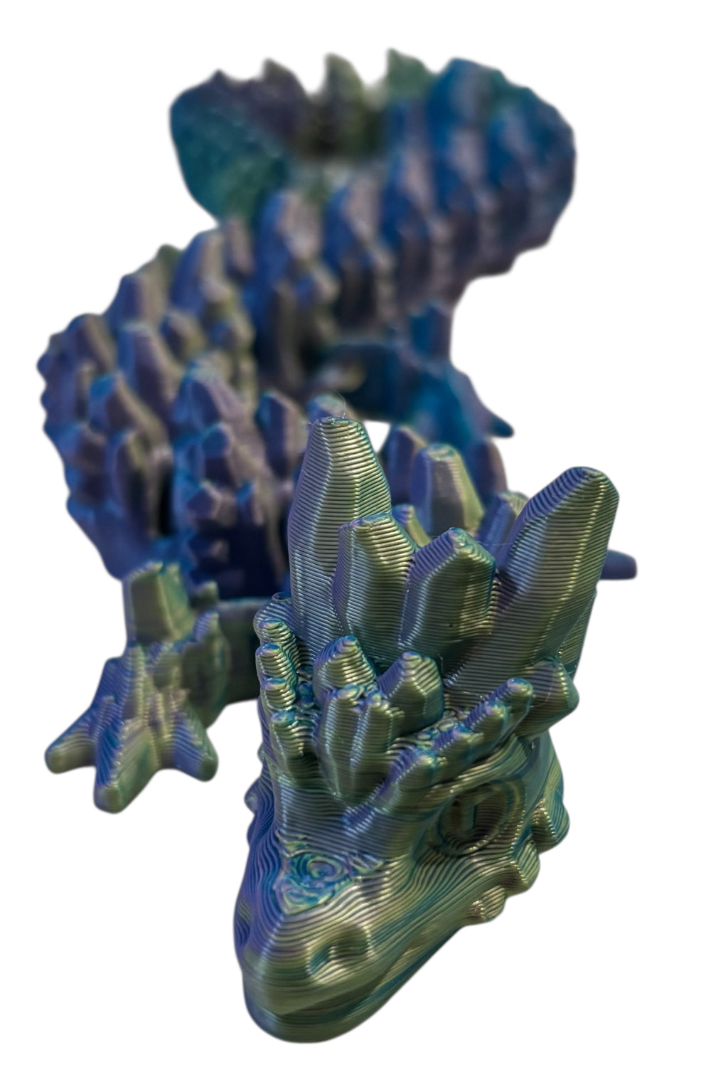 Articulated Baby Stone Dragon - 15" - Psycedelic Silk