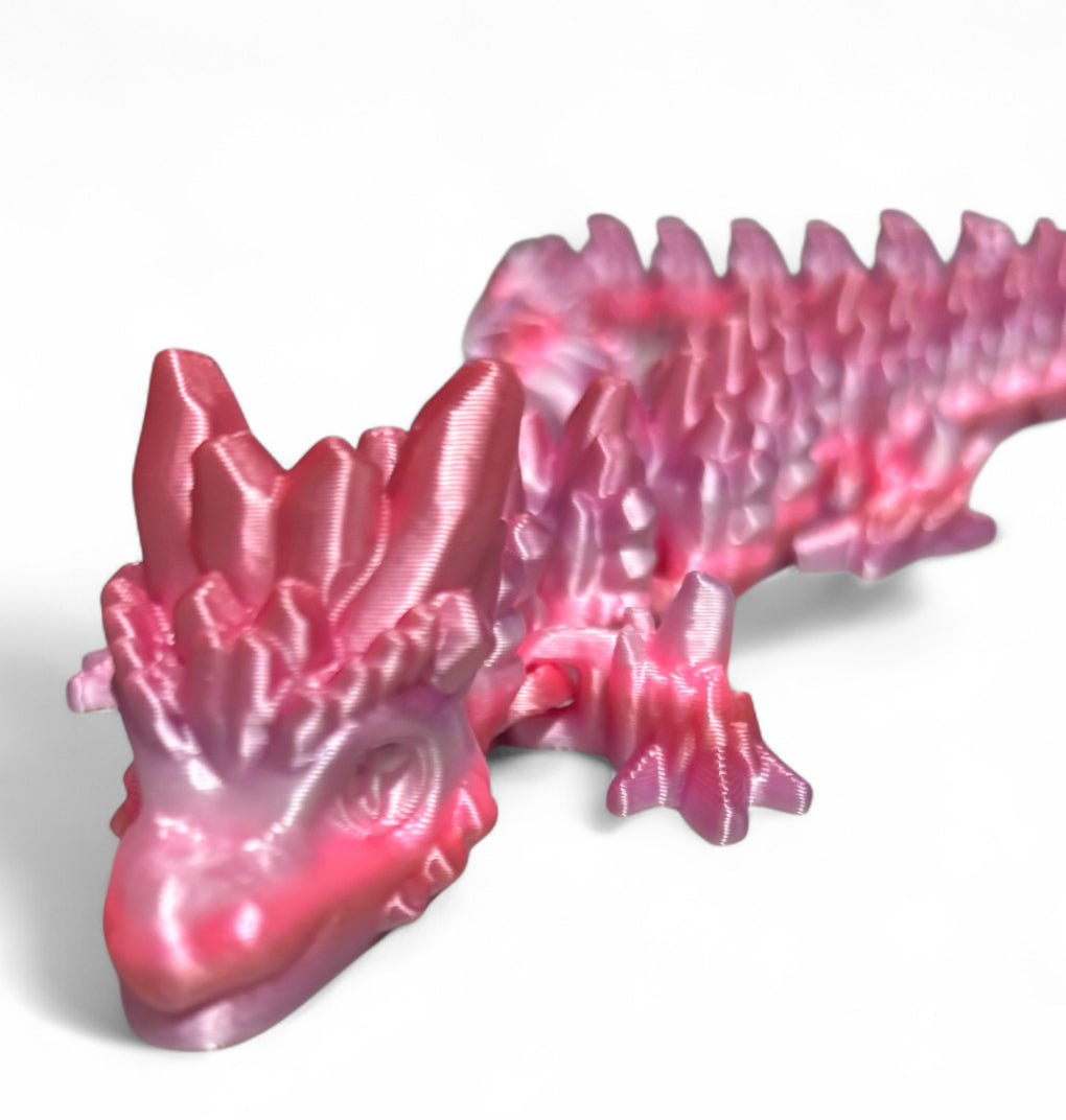 Articulated Baby Stone Dragon - 15" - Peach Blush
