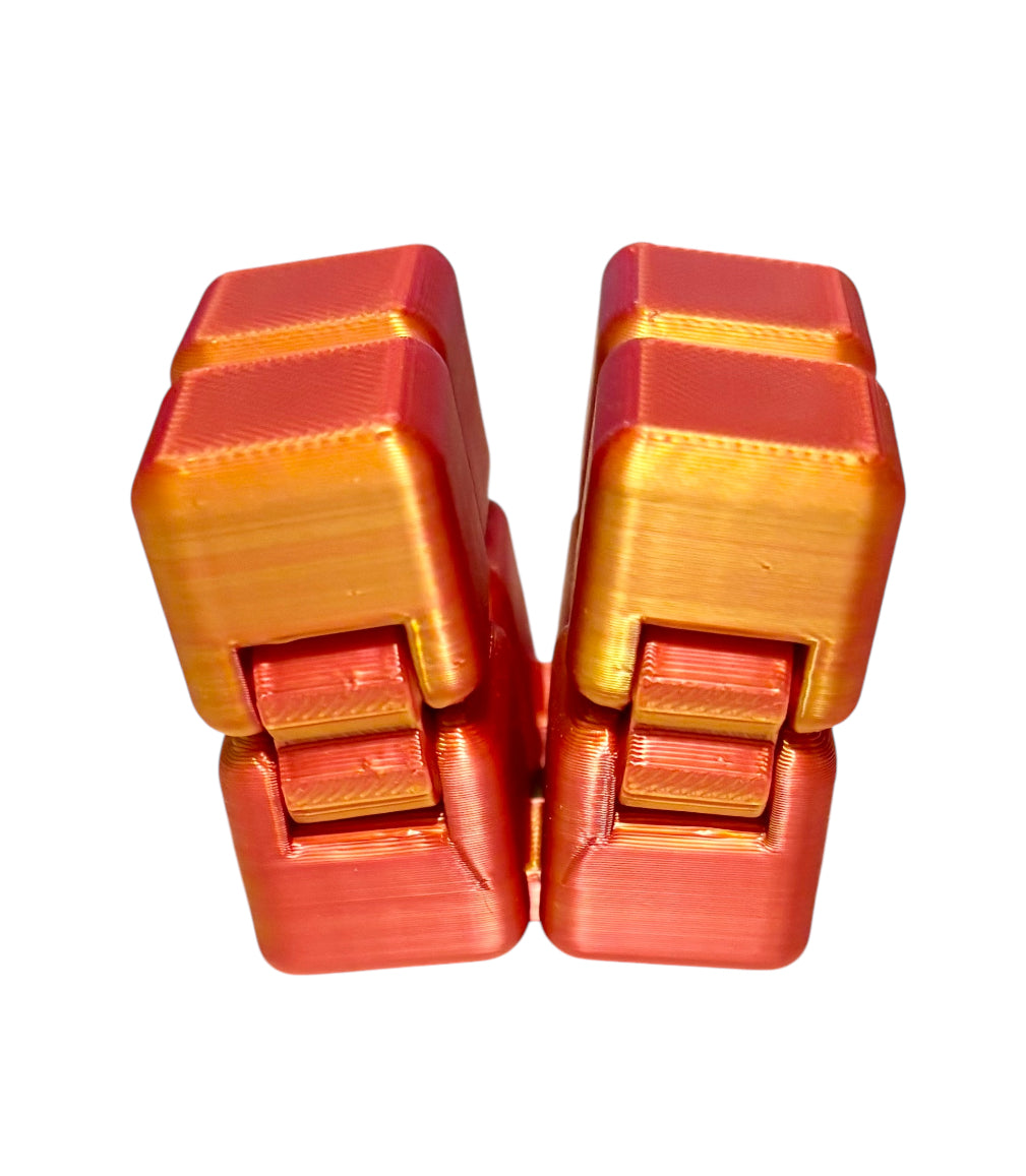 Infinity Cube - 2" - Red / Gold Silk