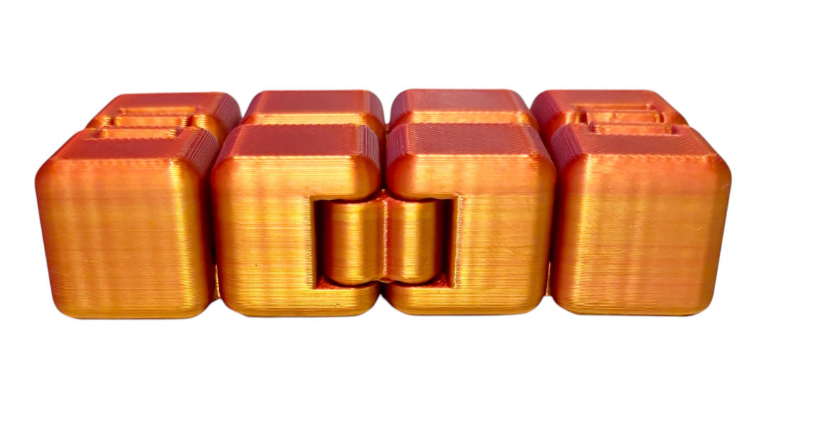 Infinity Cube - 2" - Red / Gold Silk