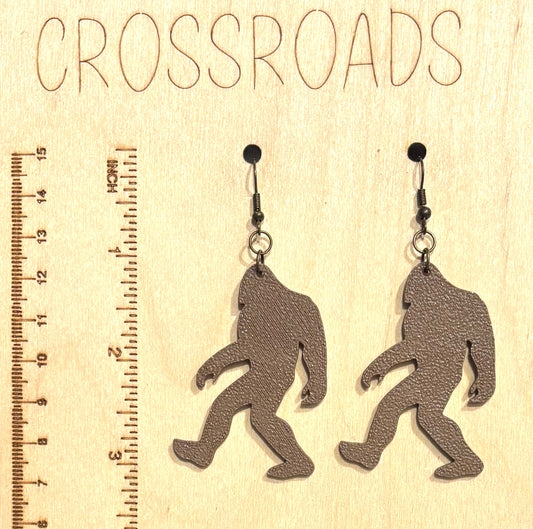 3D Printed Earrings - Big Foot - Brown