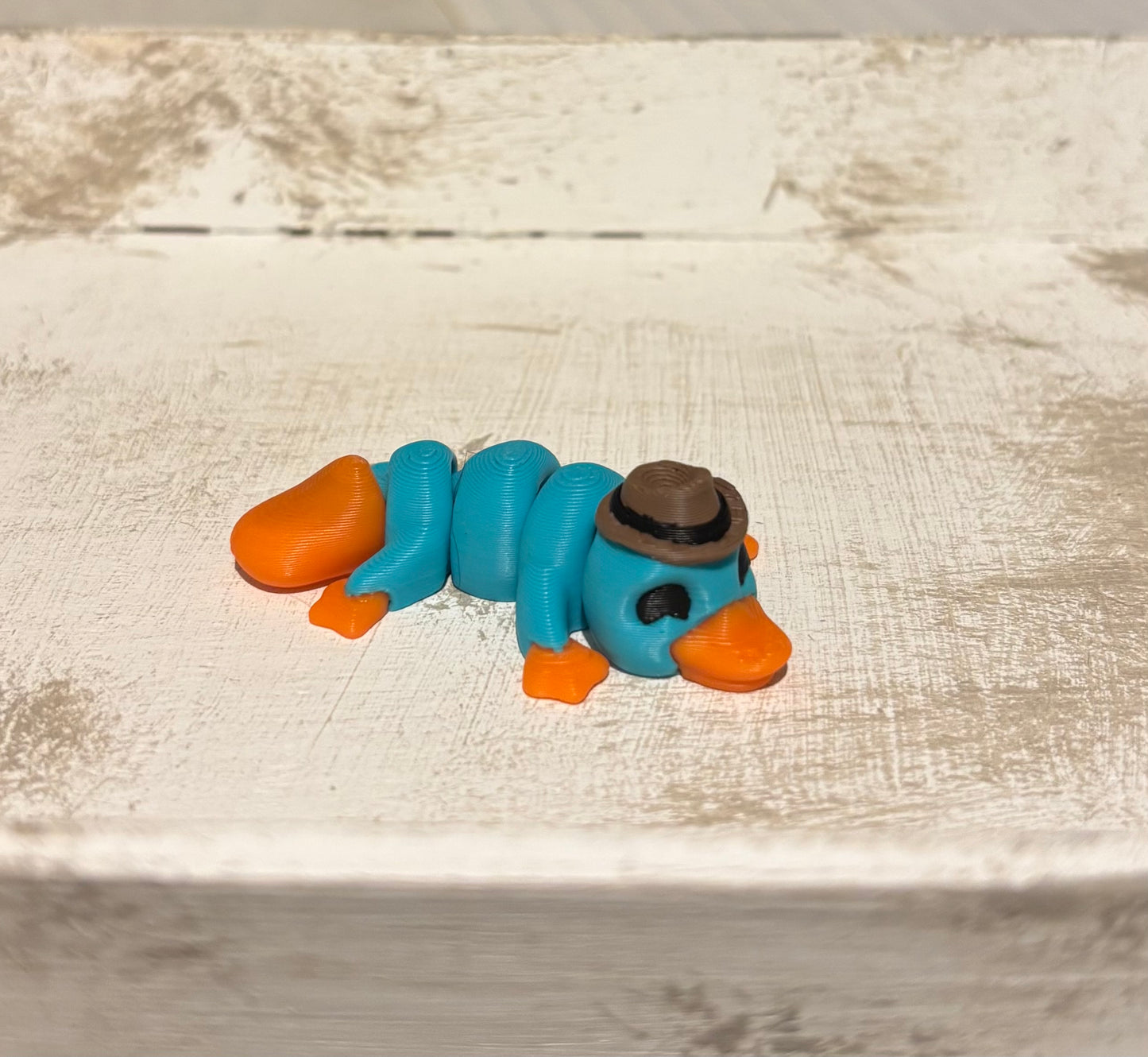 3D printed 4" Platypus Turquoise / Orange / Brown / Black