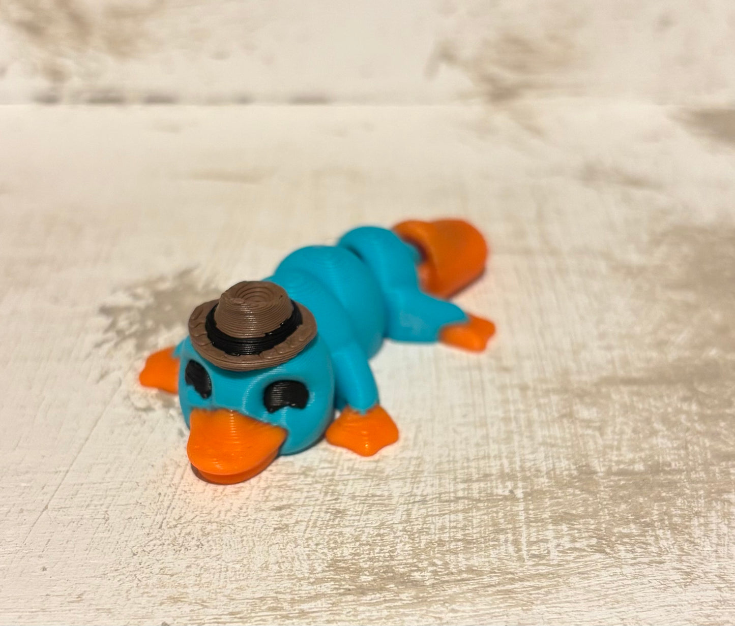 3D printed 4" Platypus Turquoise / Orange / Brown / Black