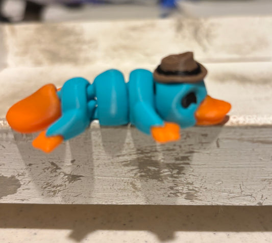 3D printed 4" Platypus Turquoise / Orange / Brown / Black