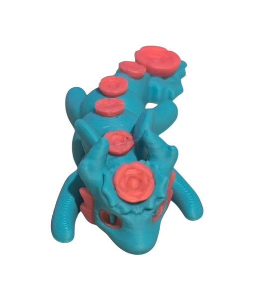 3D printed 2" Mini Rose Dragon - Turquoise / Pink
