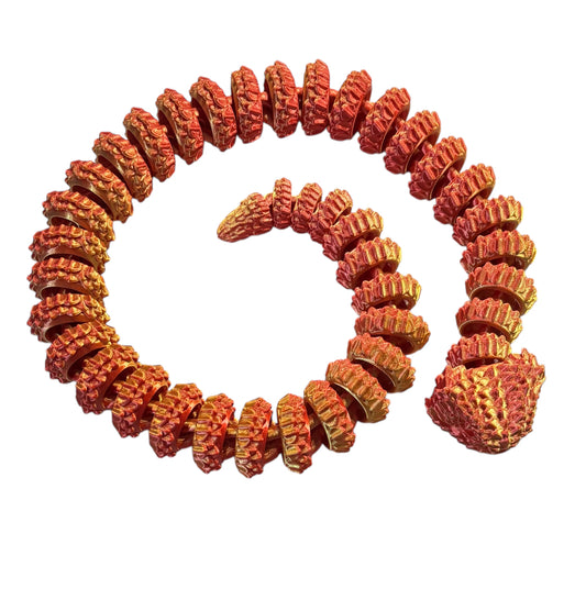 3D printed Large Bush Viper - 28" - Red / Gold