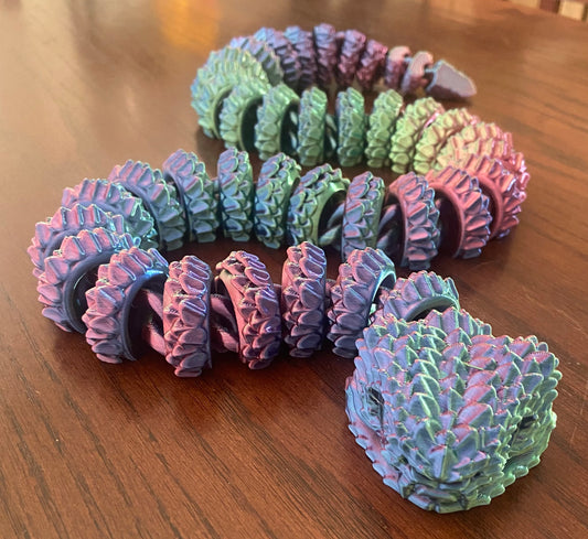 3D printed Large Bush Viper - 28" - Blue / Green / Purple