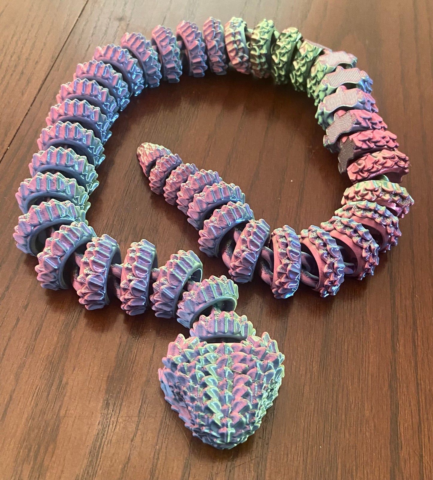 3D printed Large Bush Viper - 28" - Blue / Green / Purple