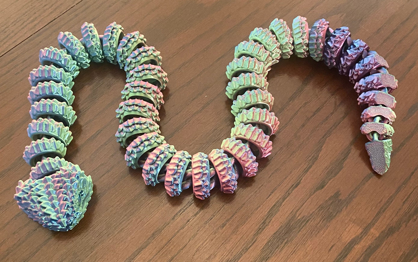 3D printed Large Bush Viper - 28" - Blue / Green / Purple