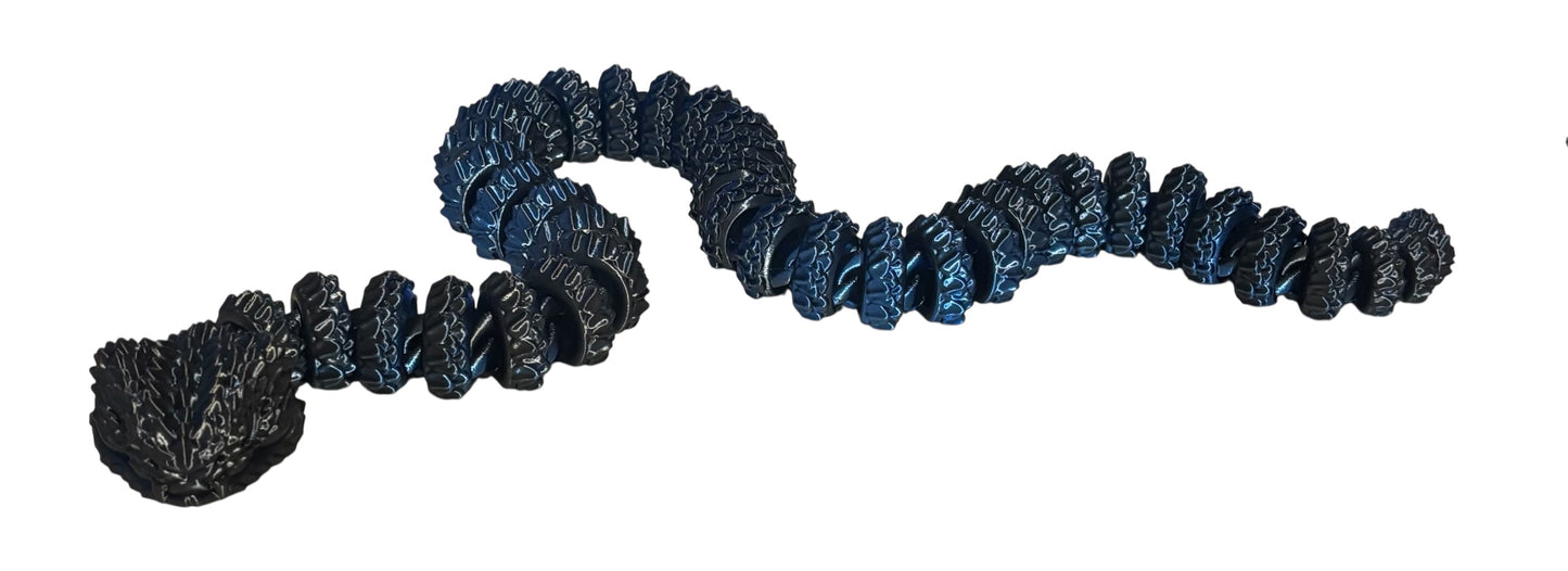3D printed Large Bush Viper - 28" - Black/Blue