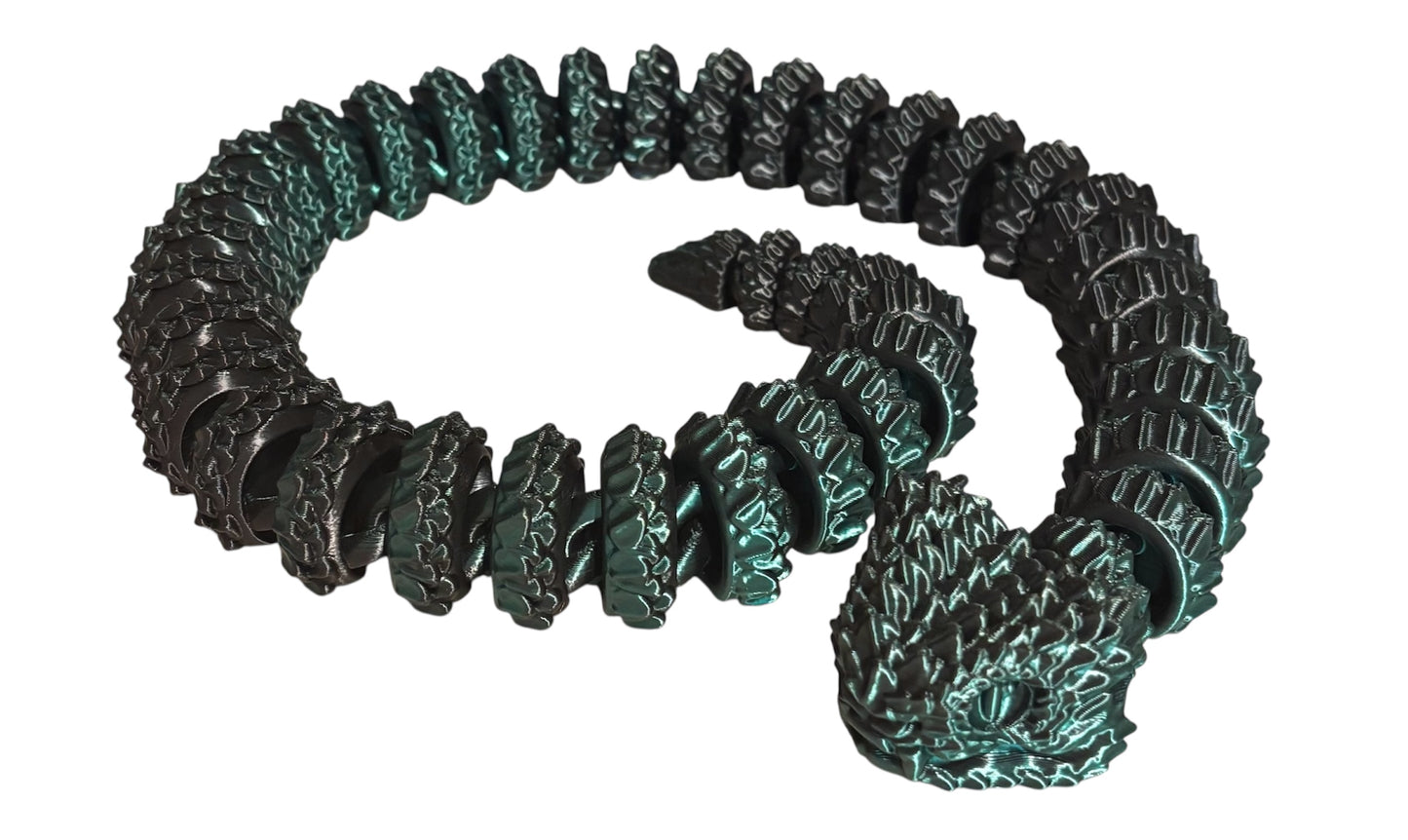 3D printed Large Bush Viper - 28" - Black/Green