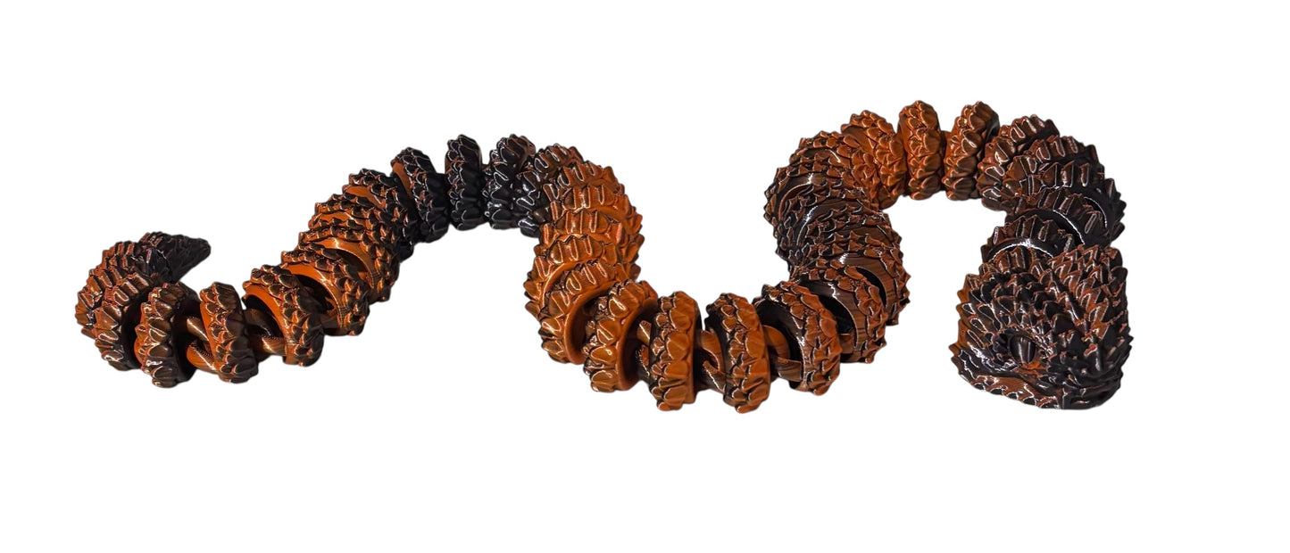 3D printed Large Bush Viper - 28" - Orange / Black