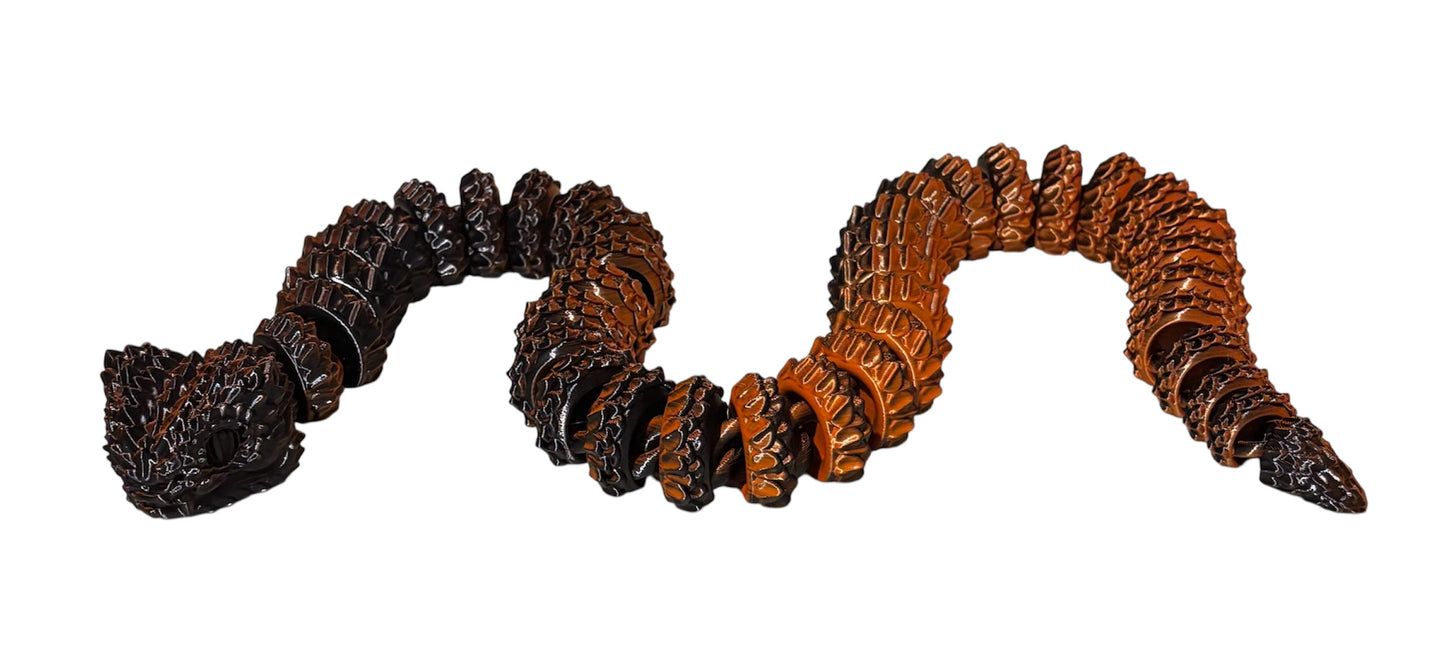 3D printed Large Bush Viper - 28" - Orange / Black
