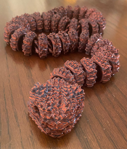 3D printed Large Bush Viper - 28" - Black / Red