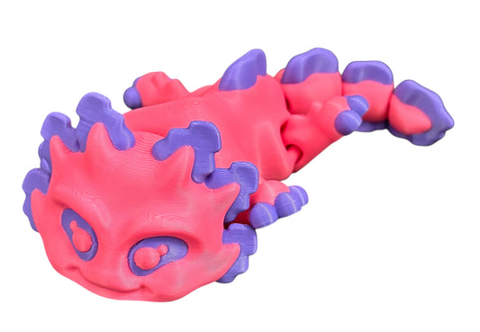3D printed 6" Axolotl - Pink / Purple