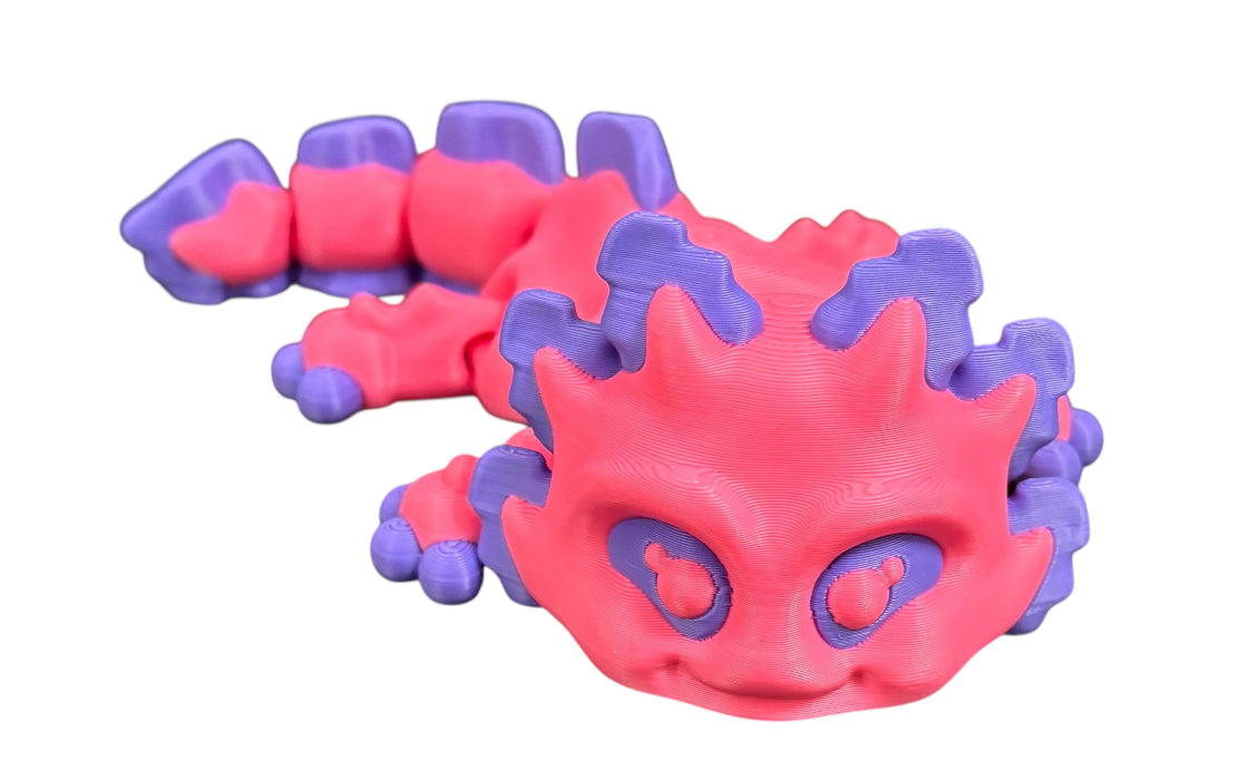 3D printed 6" Axolotl - Pink / Purple