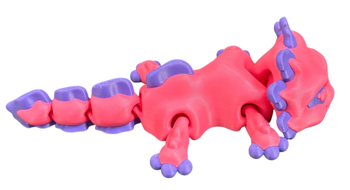 3D printed 6" Axolotl - Pink / Purple