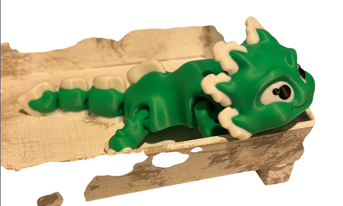 3D printed 6" Axolotl White / Green