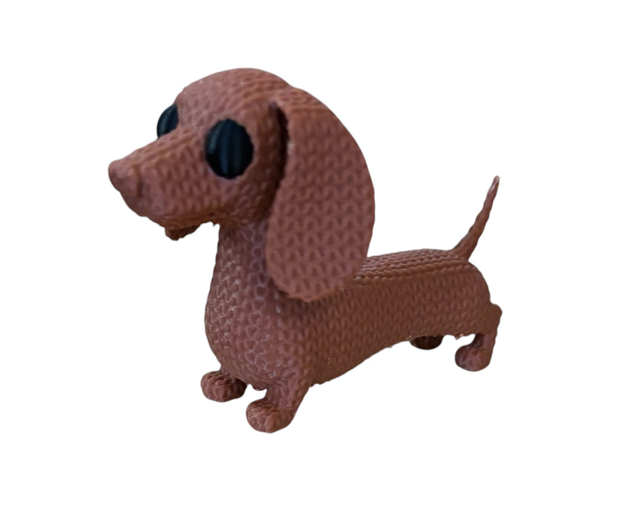 3D printed 4" Knitted Dachshund Brown / Black