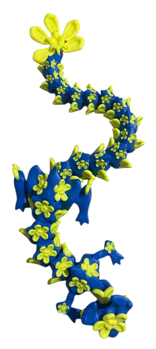 3D printed 16" Forget Me Not Dragon Blue / Yellow