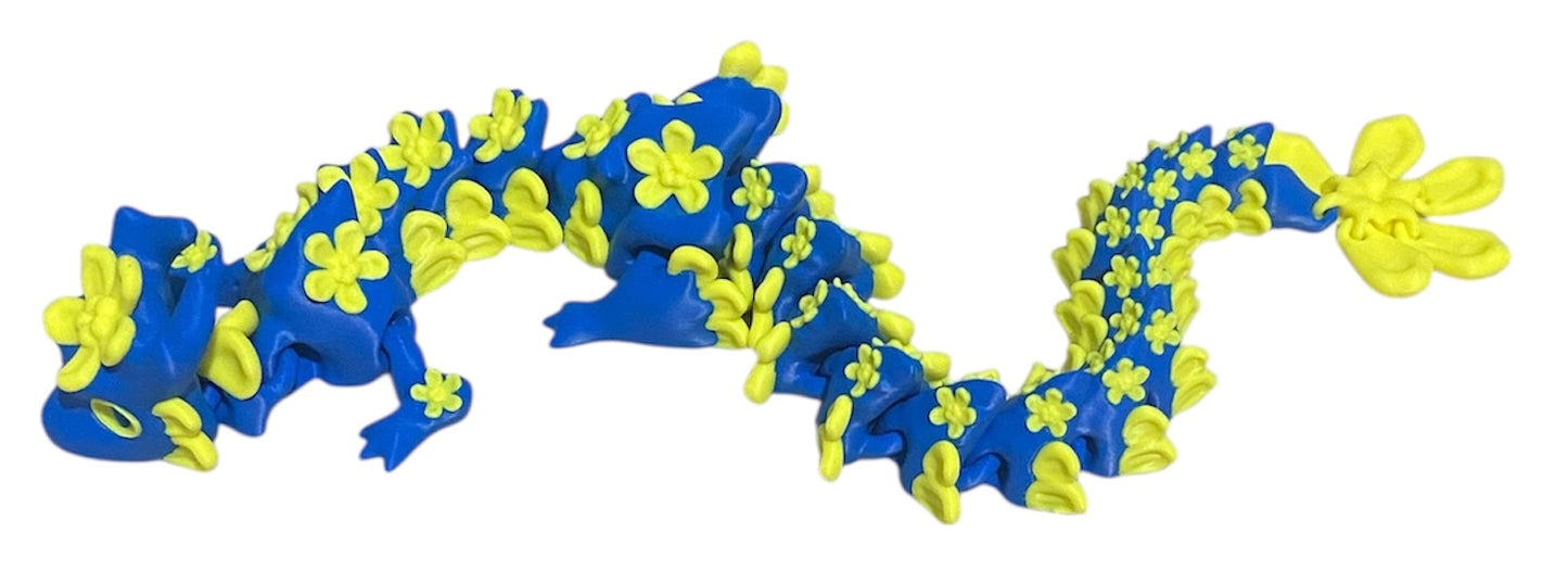 3D printed 16" Forget Me Not Dragon Blue / Yellow
