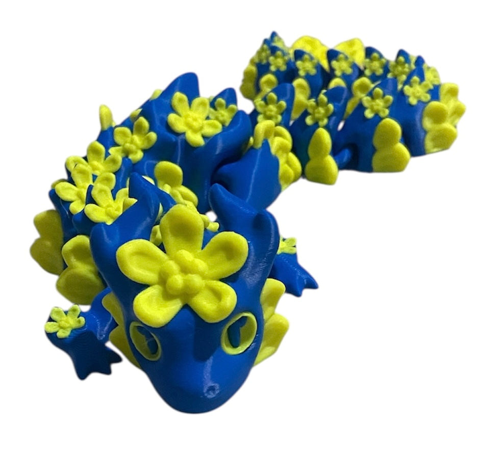 3D printed 16" Forget Me Not Dragon Blue / Yellow