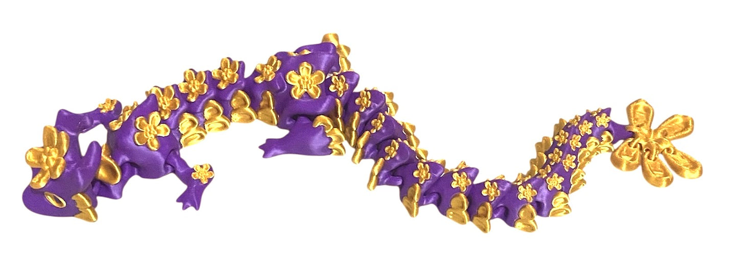 3D printed 16" Forget Me Not Dragon Purple / Gold Silk (Copy)
