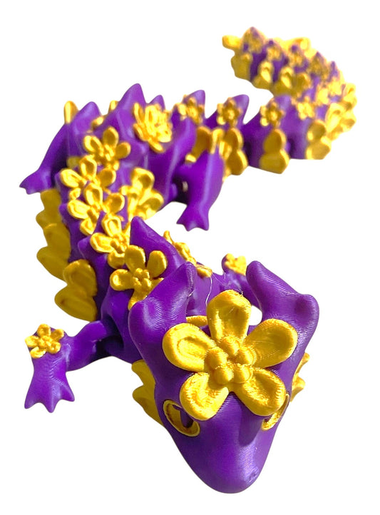 3D printed 16" Forget Me Not Dragon Purple / Gold Silk (Copy)