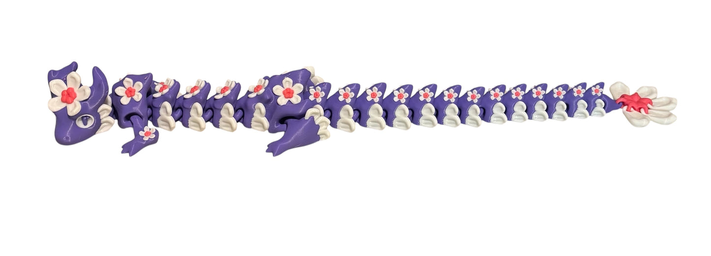 3D printed 16" Forget Me Not Dragon Purple / White / Pink