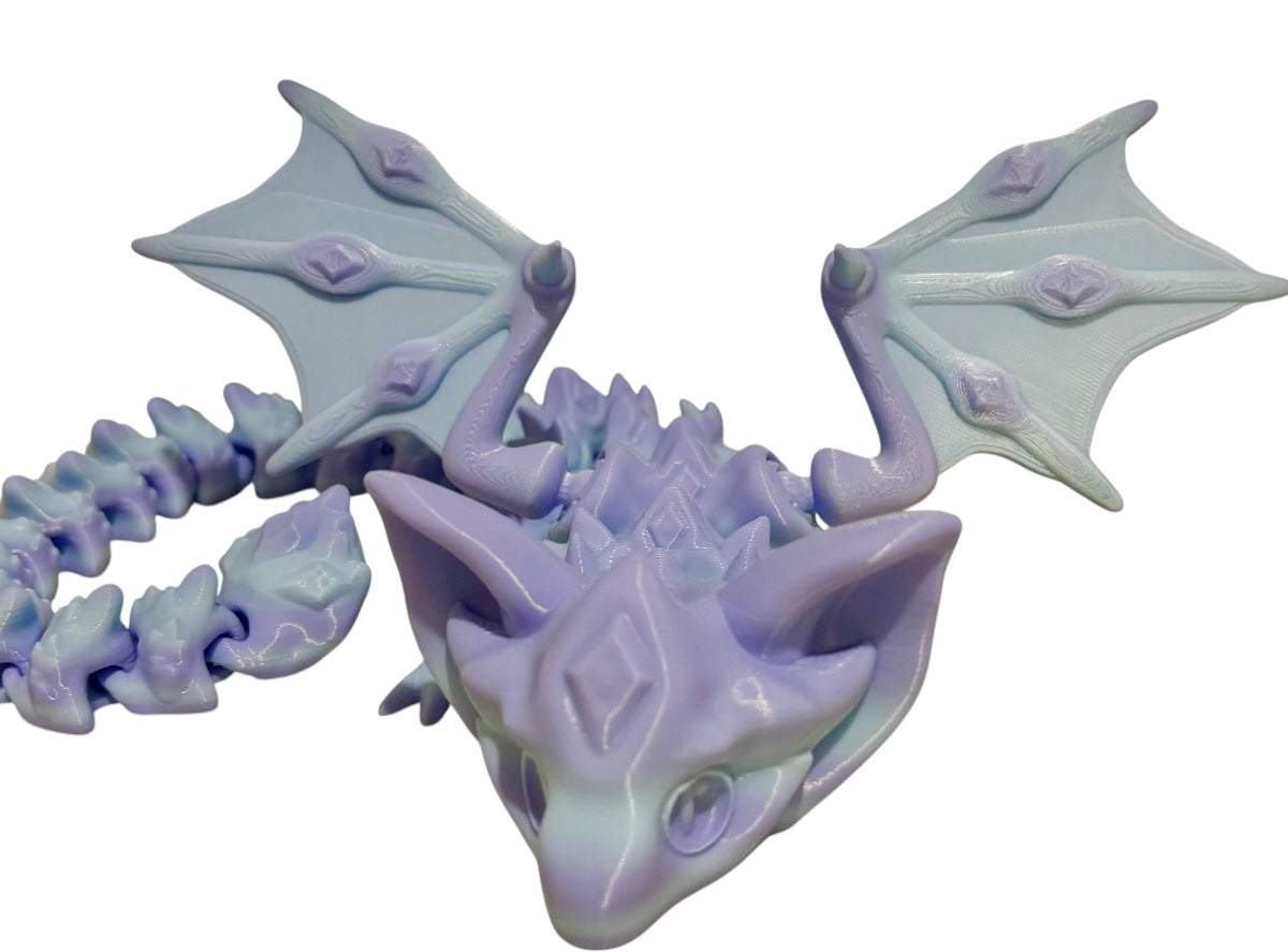 3D printed 18" Nightstone Dragon - Blueberry Bubblegum