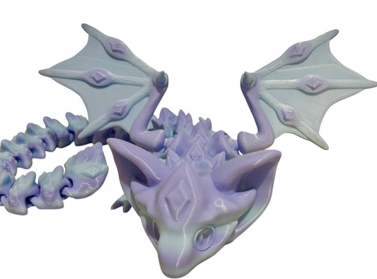 3D printed 18" Nightstone Dragon - Blueberry Bubblegum