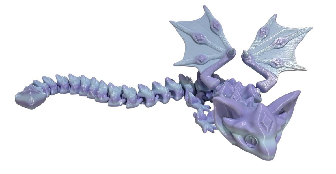3D printed 18" Nightstone Dragon - Blueberry Bubblegum