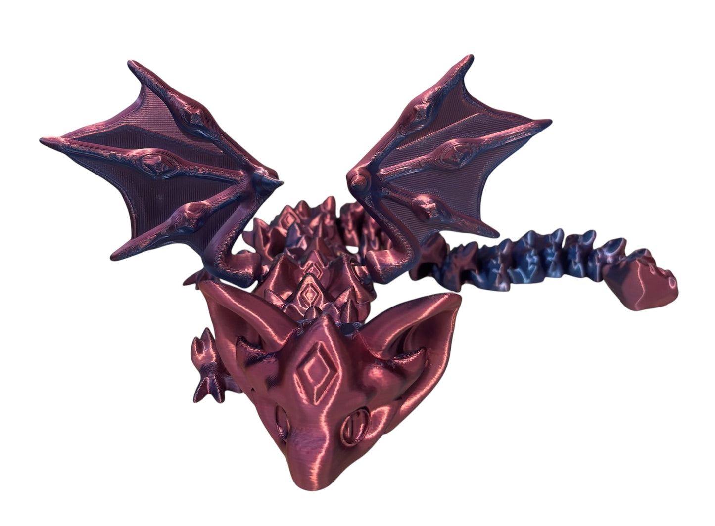 3D printed 18" Nightstone Dragon - Red/Blue