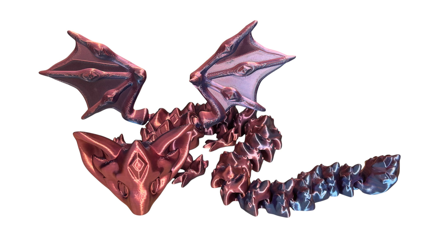 3D printed 18" Nightstone Dragon - Red/Blue