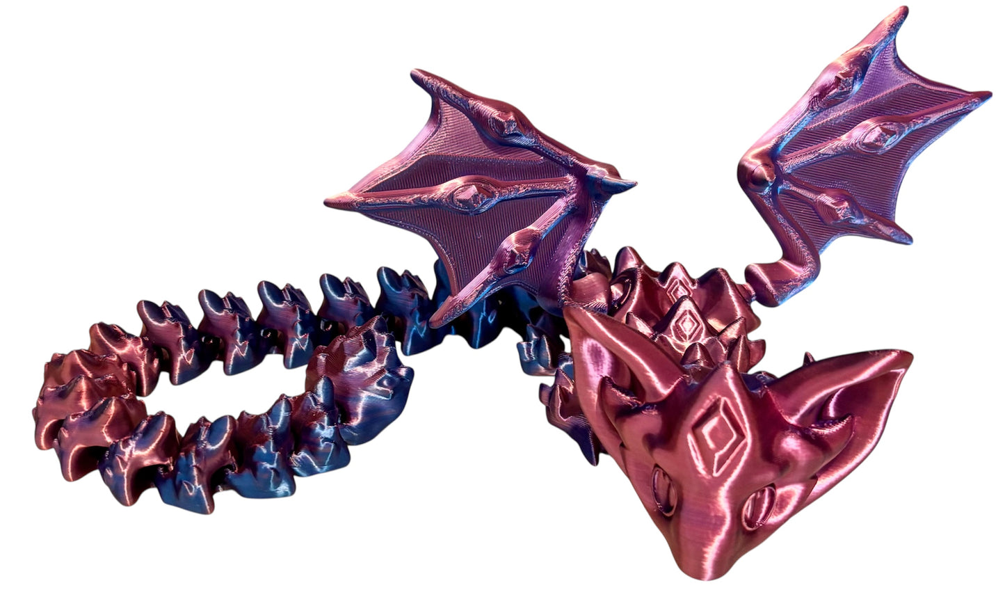 3D printed 18" Nightstone Dragon - Red/Blue