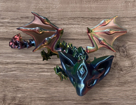 3D printed 18" Nightstone Dragon Blue / Green / Purple