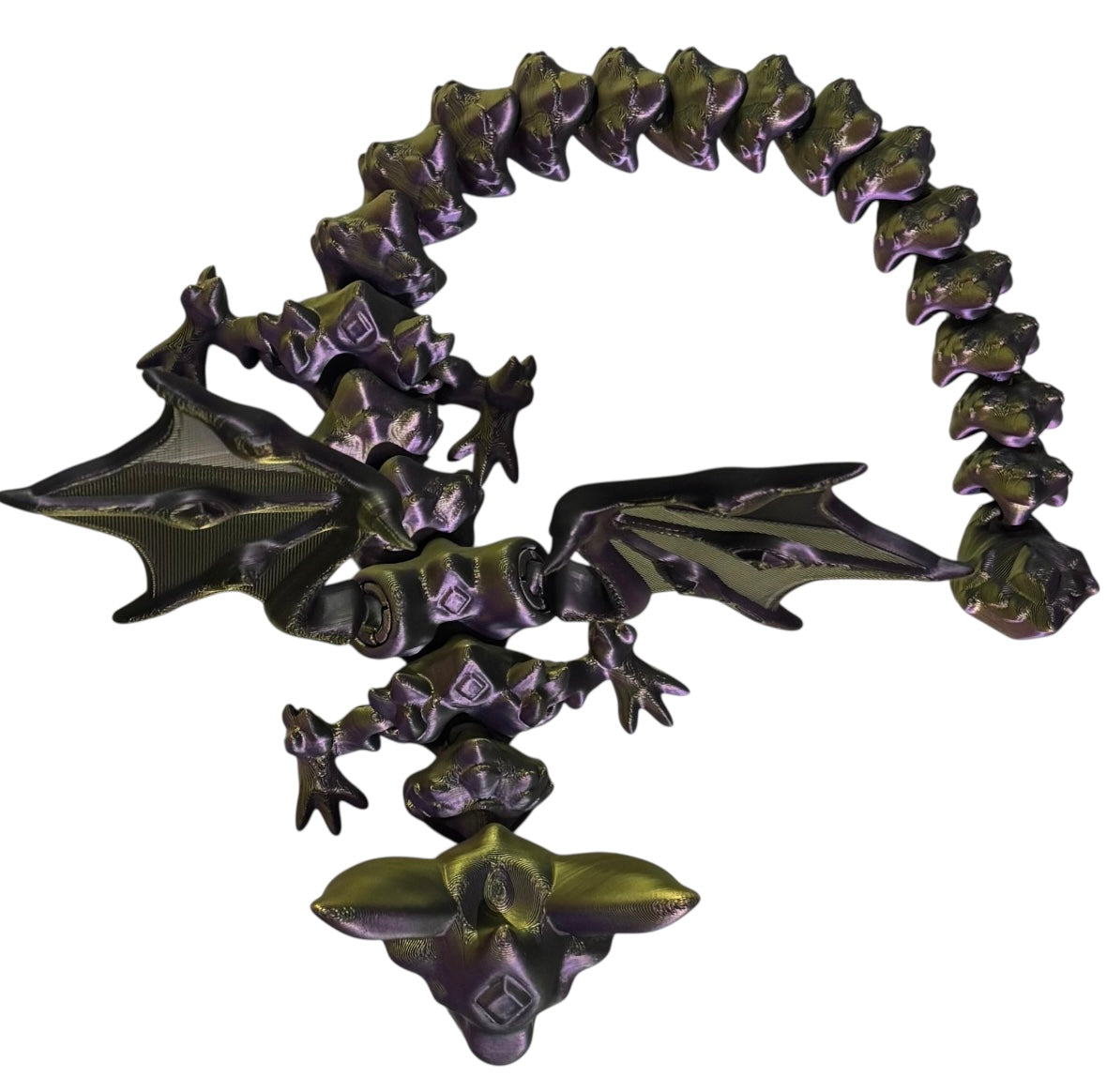 3D printed 18" Nightstone Dragon - Black / Purple / Gold