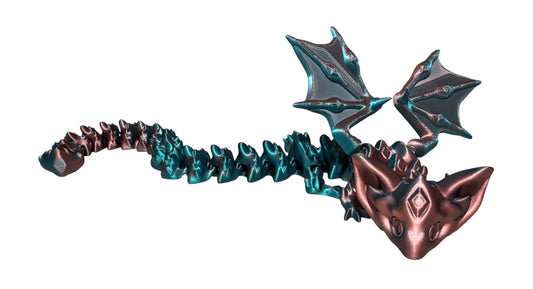 3D printed 18" Nightstone Dragon - Blue/Green/Coral