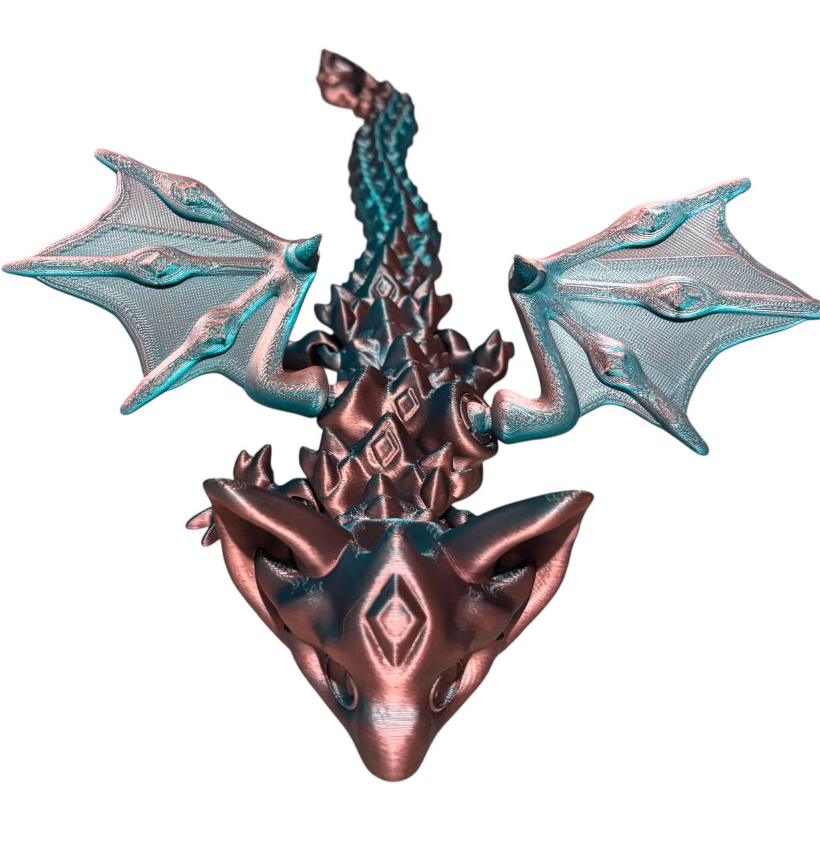 3D printed 18" Nightstone Dragon - Blue/Green/Coral