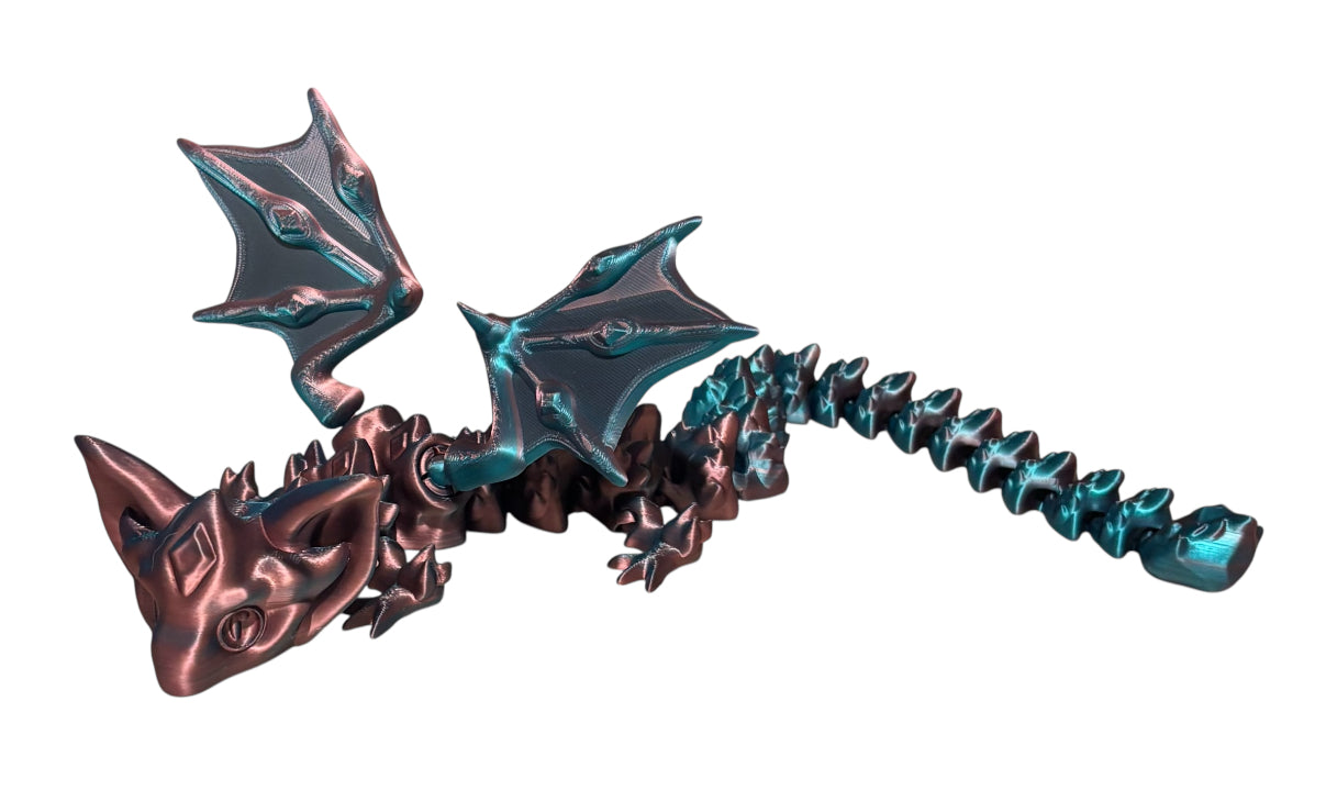 3D printed 18" Nightstone Dragon - Blue/Green/Coral