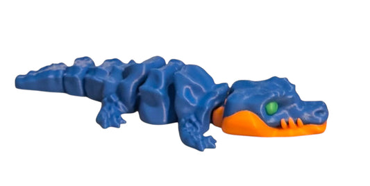 3D printed 5" Crocodile Blue / Orange / Green