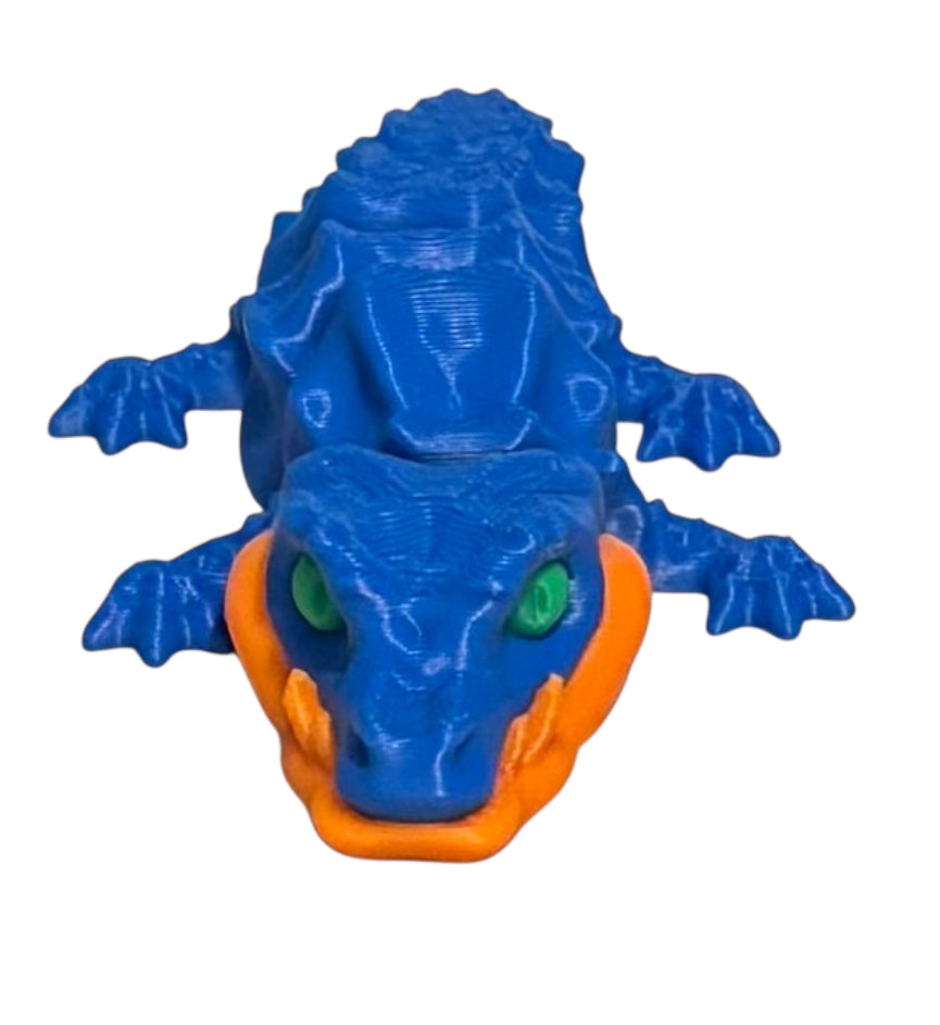 3D printed 5" Crocodile Blue / Orange / Green