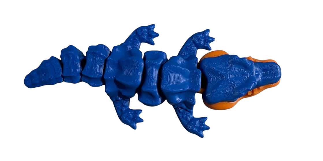 3D printed 5" Crocodile Blue / Orange / Green