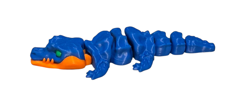 3D printed 5" Crocodile Blue / Orange / Green