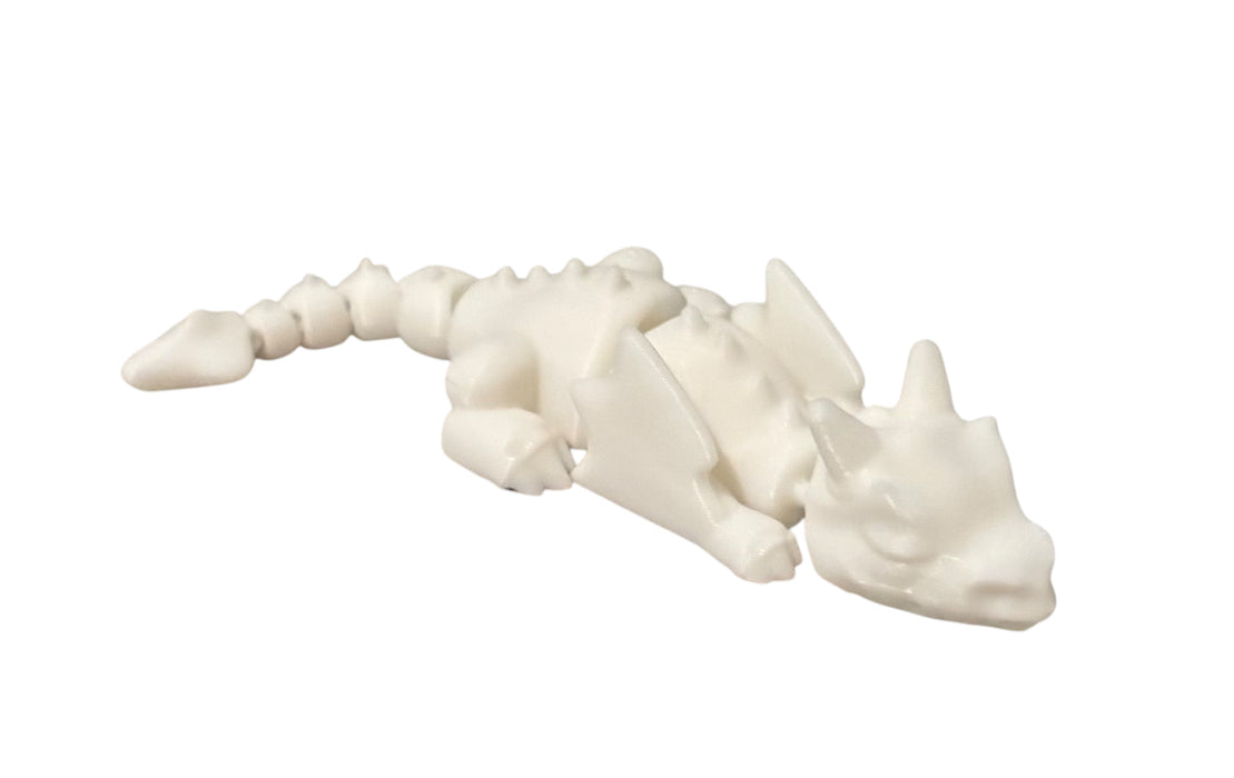 3D printed Lazy Dragon - 8-1/4" - White