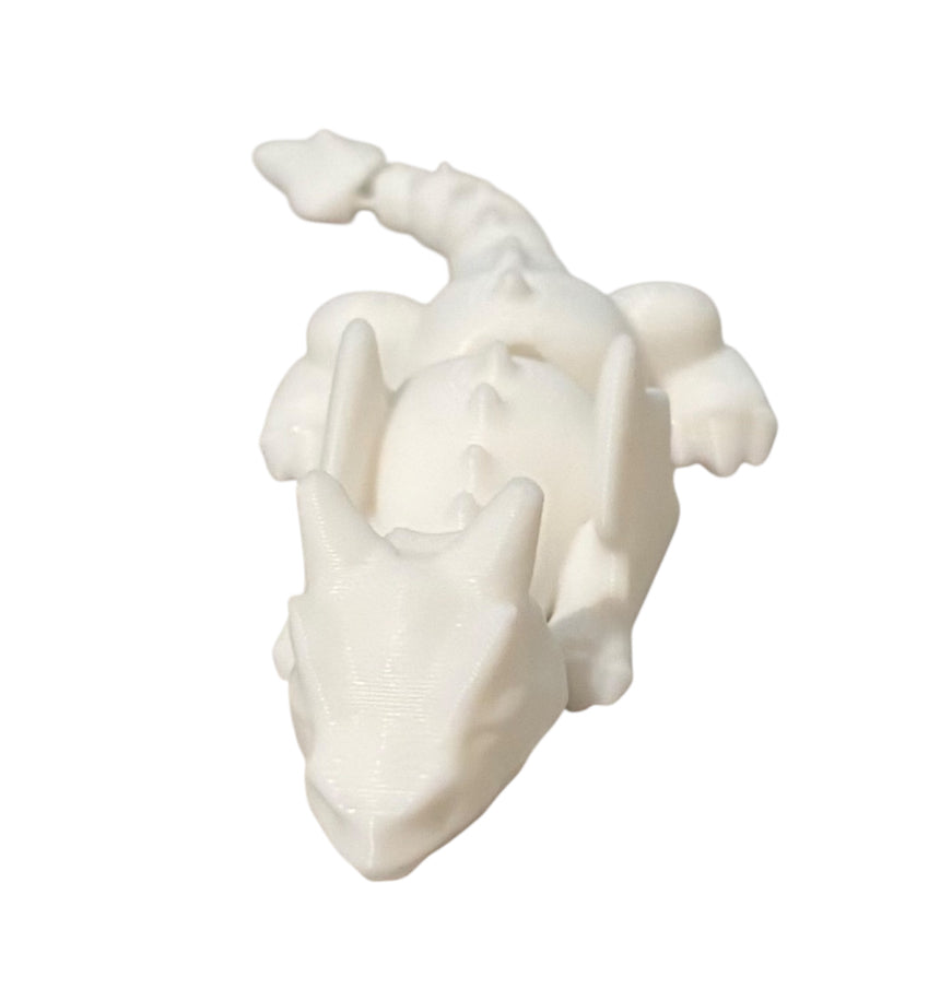 3D printed Lazy Dragon - 8-1/4" - White