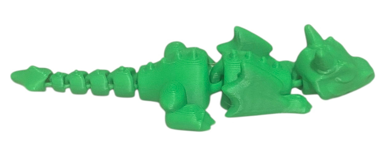 3D printed Lazy Dragon - 8-1/4" - Green