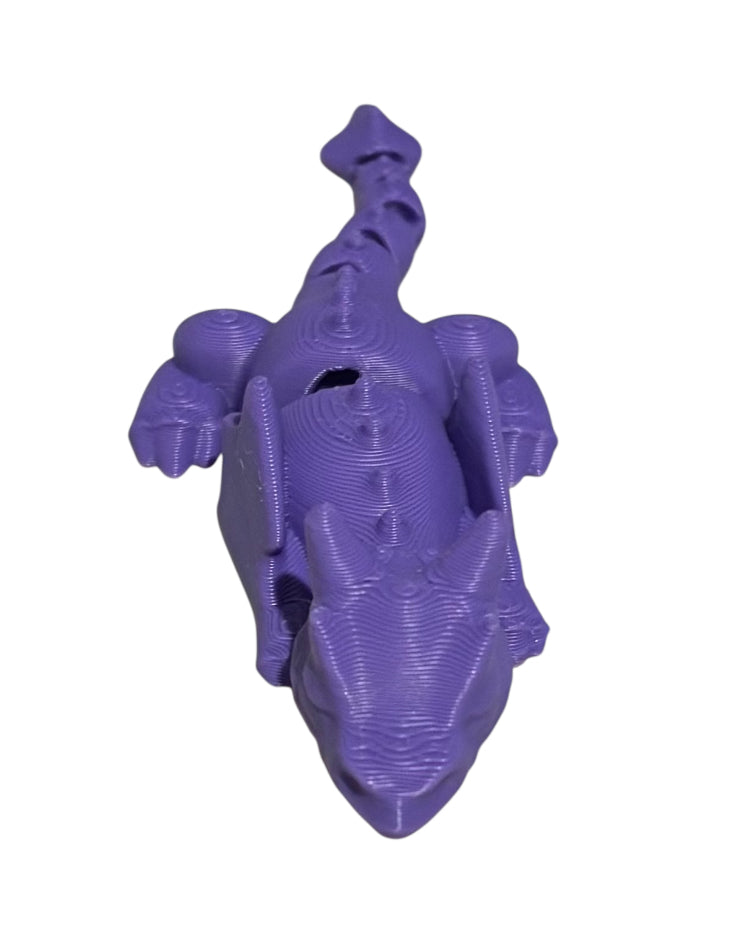 3D printed Lazy Dragon - 8-1/4" - Purple