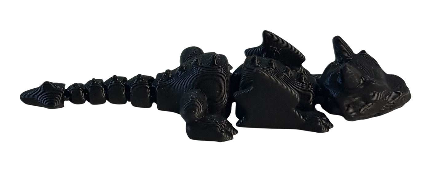 3D printed Lazy Dragon - 8-1/4" - Black